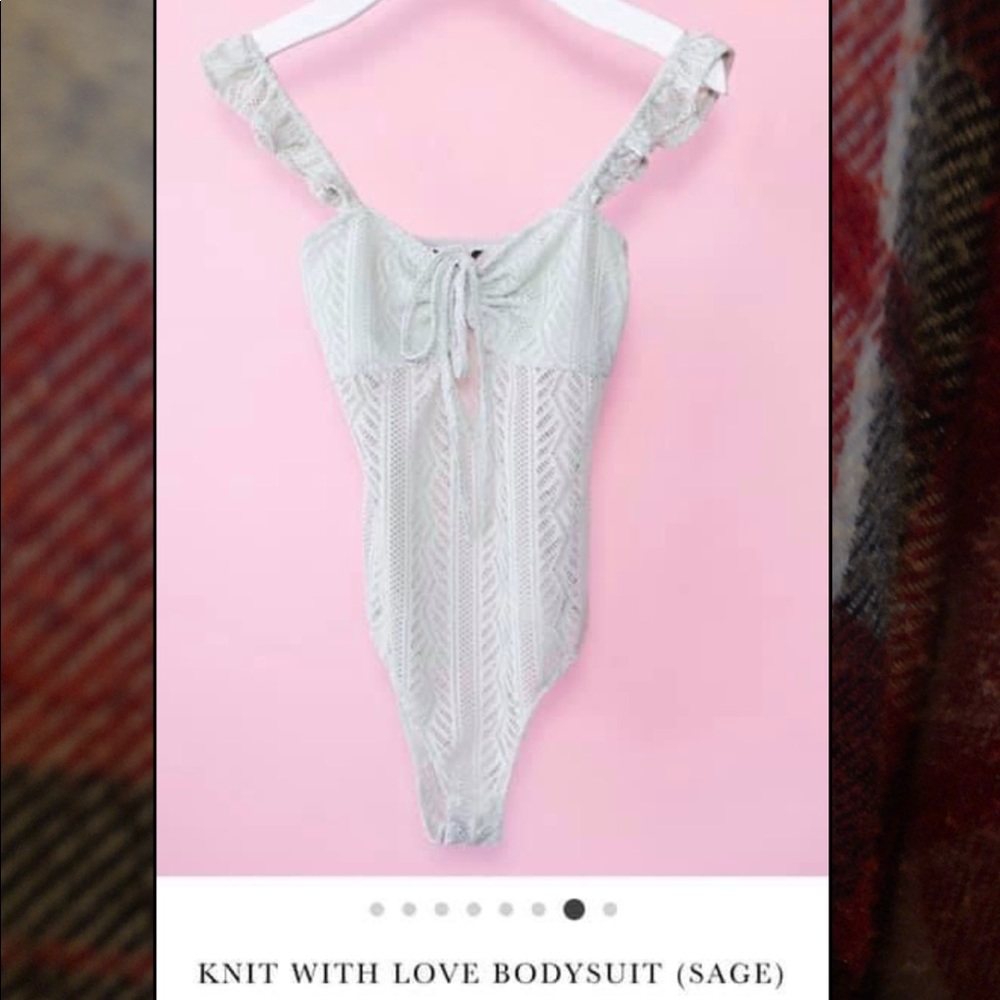 NanaMacs Knit with Love sage bodysuit Small